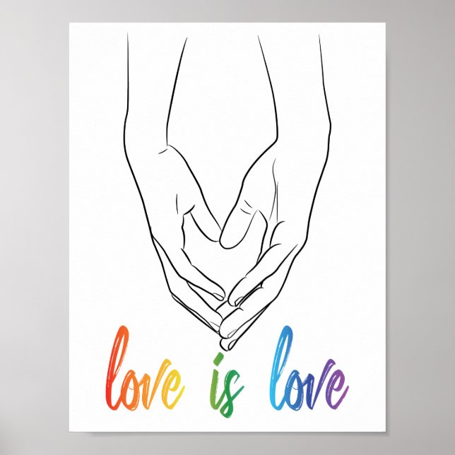 Liebe ist Liebe, die Hände Herz Linie Art Pride po Poster (Vorne)