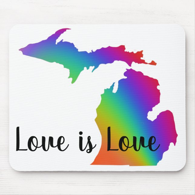 Liebe ist Liebe farbenfroher Staat von Michigan De Mousepad (Vorne)