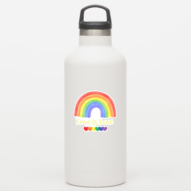 Liebe ist Liebe Farbiger Regenbogen Aufkleber (Wassserflasche)