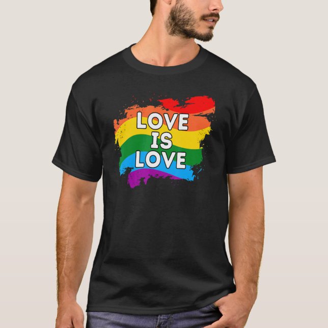 Liebe ist Liebe Gay Lesbian Lgbtq Lgbtqia Rainbo T-Shirt (Vorderseite)