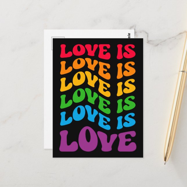 Liebe ist Liebe Gay LGBT Postkarte (Vorderseite/Rückseite Beispiel)