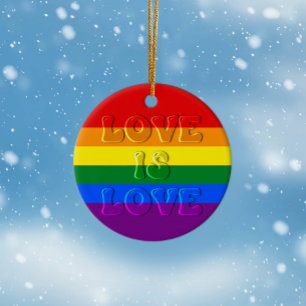 Liebe ist Liebe Gay Pride Keramik Ornament