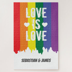 Liebe ist Liebe Gay Pride LGBT Regenbogen personal Puzzle