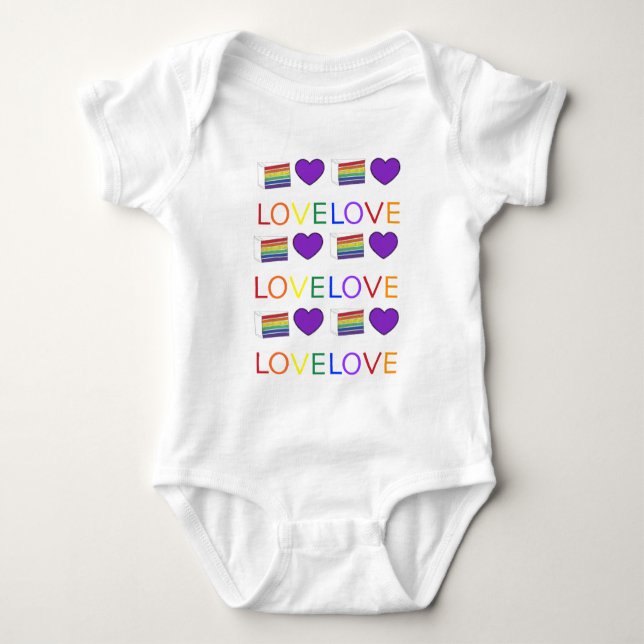 LIEBE IST LIEBE Gay Pride Rainbow Cake LGBT Herz Baby Strampler (Vorderseite)