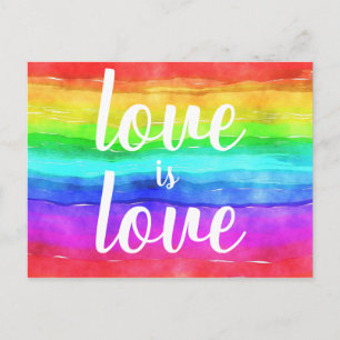 Liebe ist Liebe Gay Pride Rainbow Watercolor Postkarte