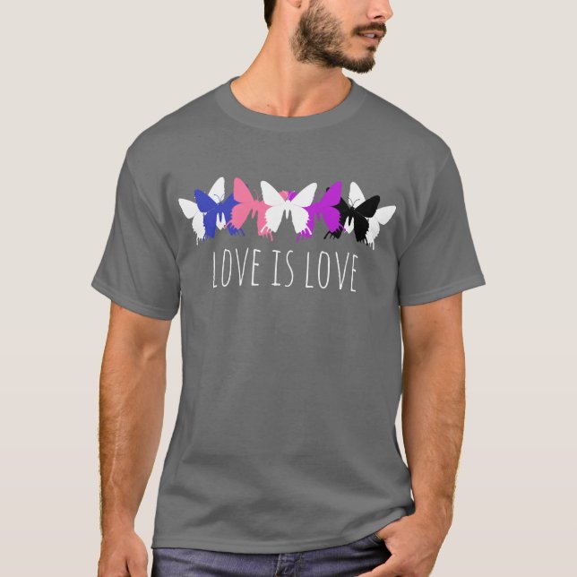 Liebe ist Liebe Genderfluid Butterfly T - Shirt (Vorderseite)