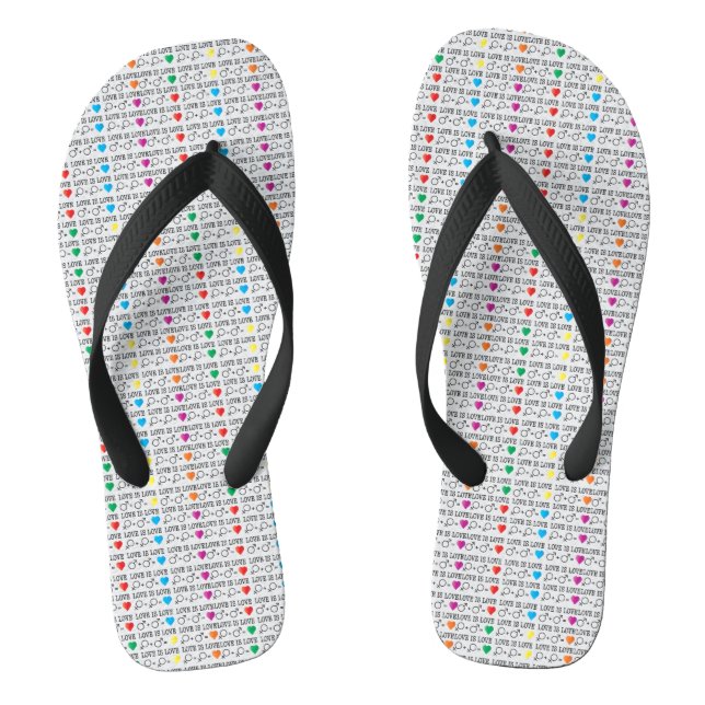 LIEBE ist LIEBE Gleichheit Zitat in Regenbogenfarb Flip Flops (Fußbett)