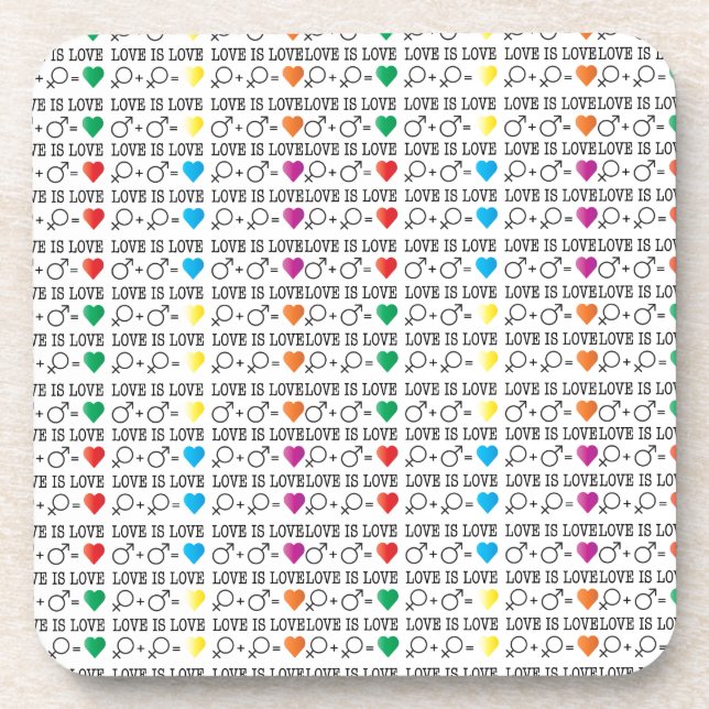 LIEBE ist LIEBE Gleichheit Zitat in Regenbogenfarb Getränkeuntersetzer (Vorderseite)