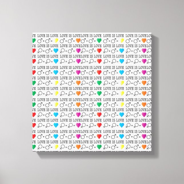 LIEBE ist LIEBE Gleichheit Zitat in Regenbogenfarb Leinwanddruck (Vorderseite)
