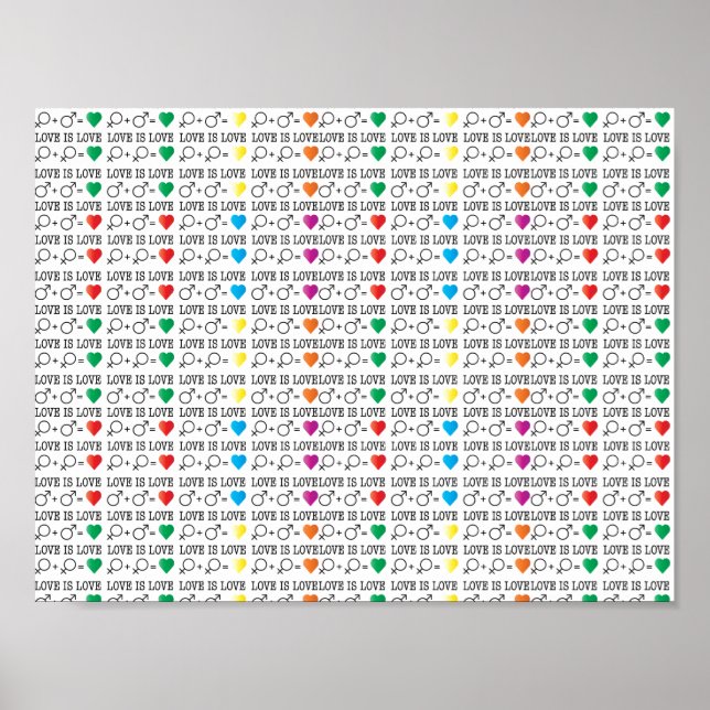 LIEBE ist LIEBE Gleichheit Zitat in Regenbogenfarb Poster (Vorne)