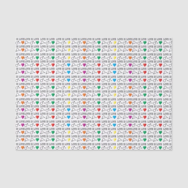 LIEBE ist LIEBE Gleichheit Zitat in Regenbogenfarb Seidenpapier (Vorderseite)