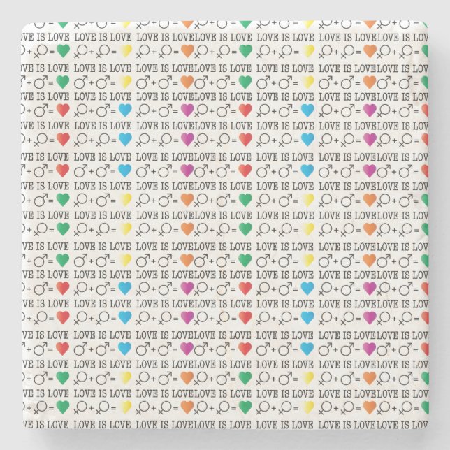LIEBE ist LIEBE Gleichheit Zitat in Regenbogenfarb Steinuntersetzer (Vorderseite)
