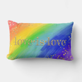 Liebe ist Liebe Gold Typografie Wasserfarbe Regenb Lendenkissen