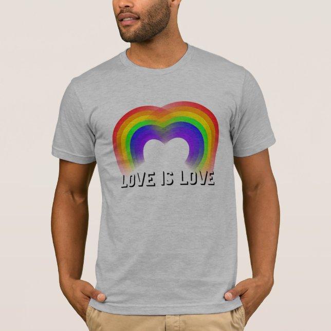 Liebe ist Liebe Herz des Rainbows Gay Pride T-Shirt (Vorderseite)