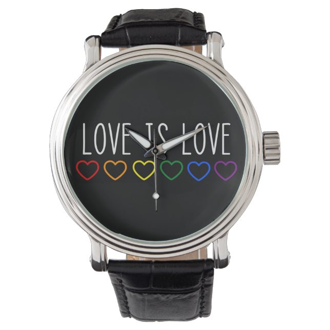 Liebe ist Liebe Herz LGBTQ Armbanduhr (Vorderseite)