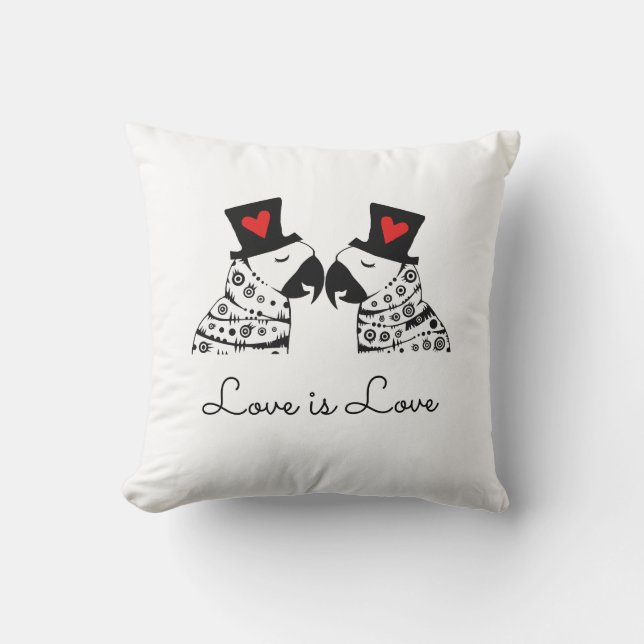 Liebe ist Liebe-Homosexuell-Papageien Kissen (Vorderseite)