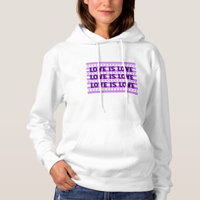 Liebe ist Liebe in Lila Hoodie (Vorderseite)