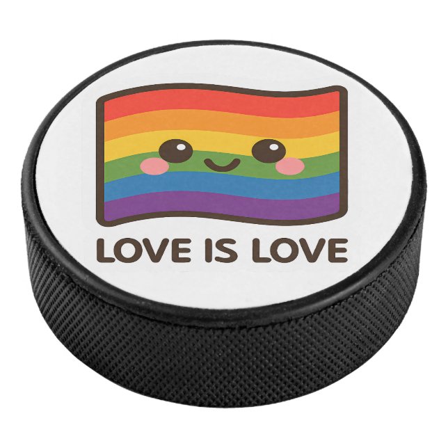 Liebe ist Liebe - Kawaii Rainbow Design Eishockey Puck (3/4)
