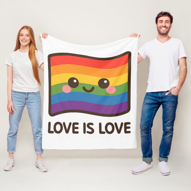 Liebe ist Liebe - Kawaii Rainbow Design Fleecedecke (Beispiel)