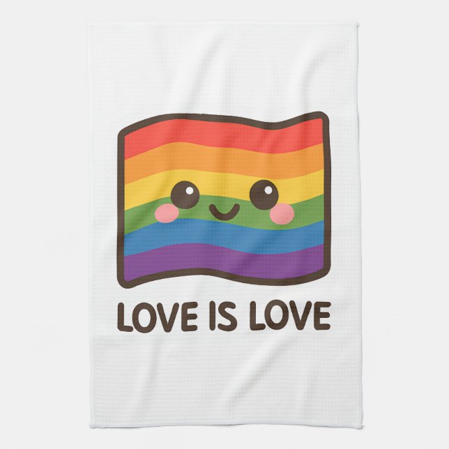Liebe ist Liebe - Kawaii Rainbow Design Geschirrtuch (Vertikal)