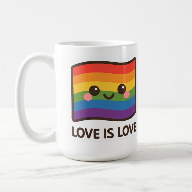 Liebe ist Liebe - Kawaii Rainbow Design Kaffeetasse (Links)