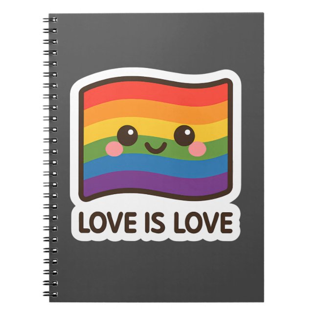 Liebe ist Liebe - Kawaii Rainbow Design Notizblock (Vorderseite)