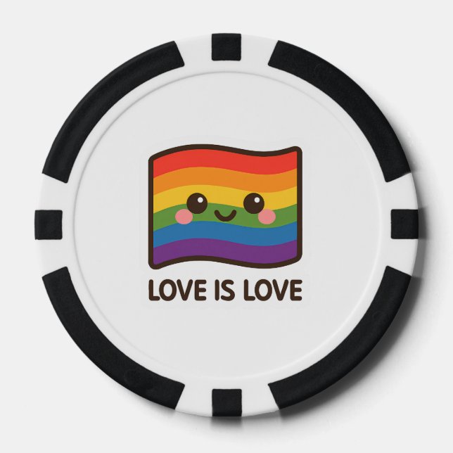 Liebe ist Liebe - Kawaii Rainbow Design Pokerchips (Vorderseite)