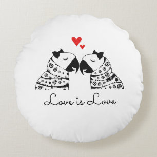 Liebe ist Liebe-Lesben-Papageien Rundes Kissen