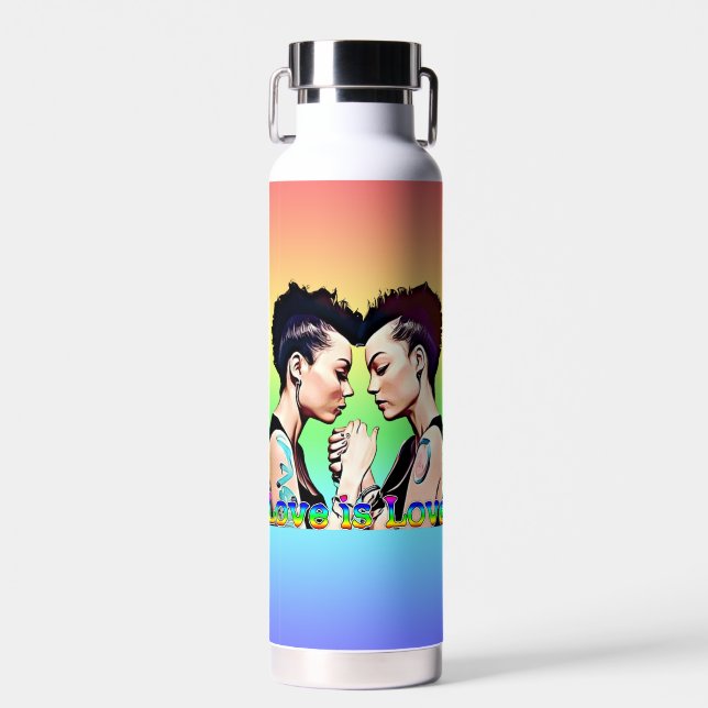 Liebe ist Liebe Lesben Pride Trinkflasche (Vorne)