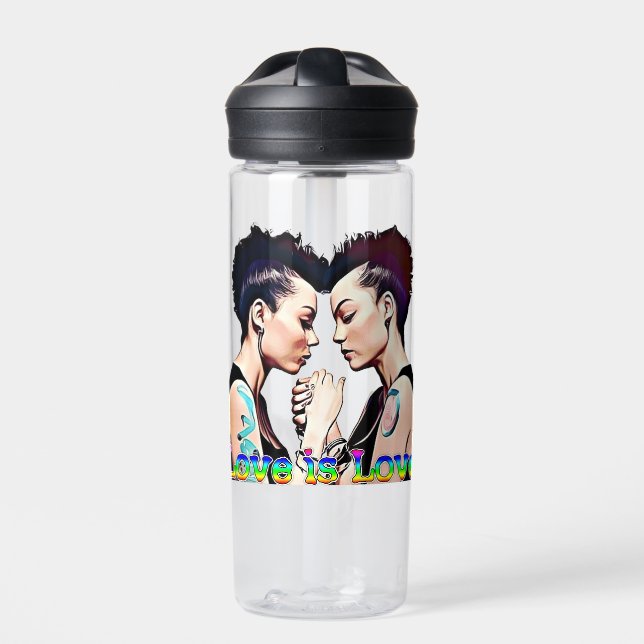 Liebe ist Liebe Lesben Pride Trinkflasche (Vorderseite)