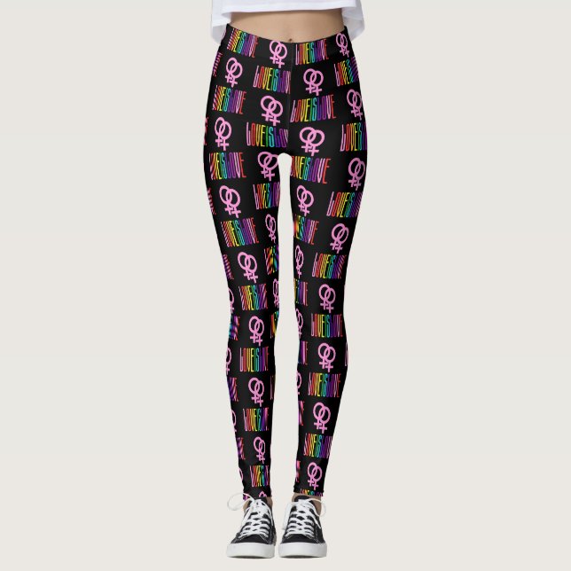 Liebe ist Liebe Lesbische Beziehung Venus Pride Leggings (Vorderseite)