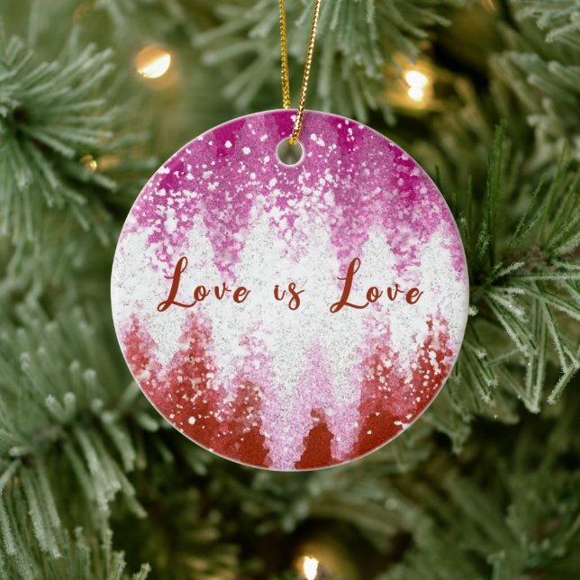 Liebe ist Liebe Lesbische Flagge Farben LGBT Keramik Ornament (Baum)