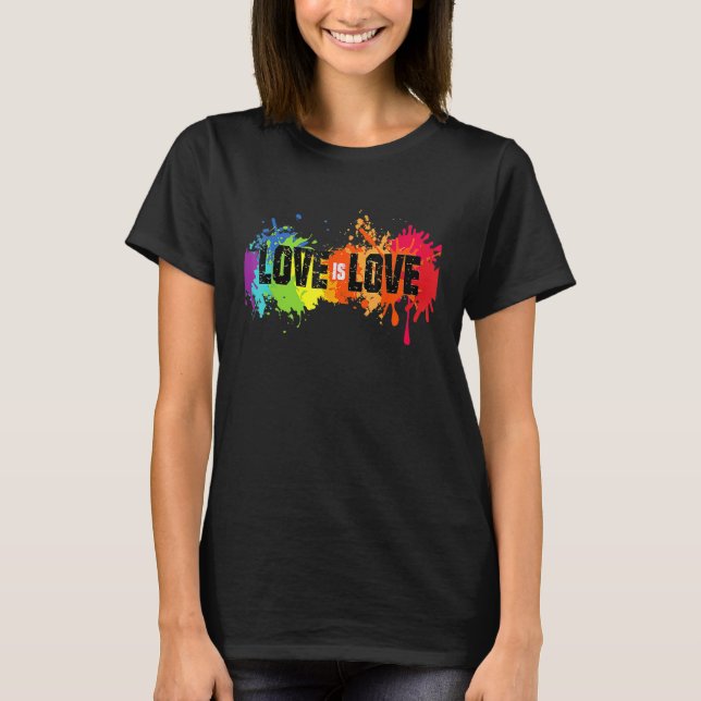Liebe ist Liebe LGB Gay Lesbian Rainbow Prix Vinta T-Shirt (Vorderseite)