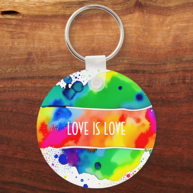 Liebe ist Liebe LGBT Pride Rainbow Custom Schlüsselanhänger (Vorderseite)