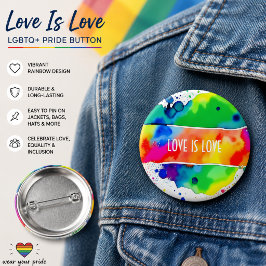 Liebe ist Liebe LGBT-Pride Regenbogen Button