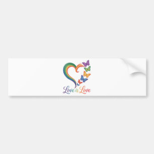Liebe ist Liebe LGBT Schmetterling Herz Regenbogen Autoaufkleber