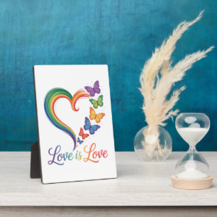Liebe ist Liebe LGBT Schmetterling Herz Regenbogen Fotoplatte