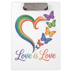 Liebe ist Liebe LGBT Schmetterling Herz Regenbogen Klemmbrett