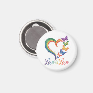 Liebe ist Liebe LGBT Schmetterling Herz Regenbogen Magnet