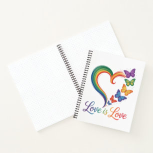 Liebe ist Liebe LGBT Schmetterling Herz Regenbogen Notizbuch
