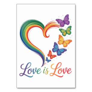 Liebe ist Liebe LGBT Schmetterling Herz Regenbogen Tischnummer