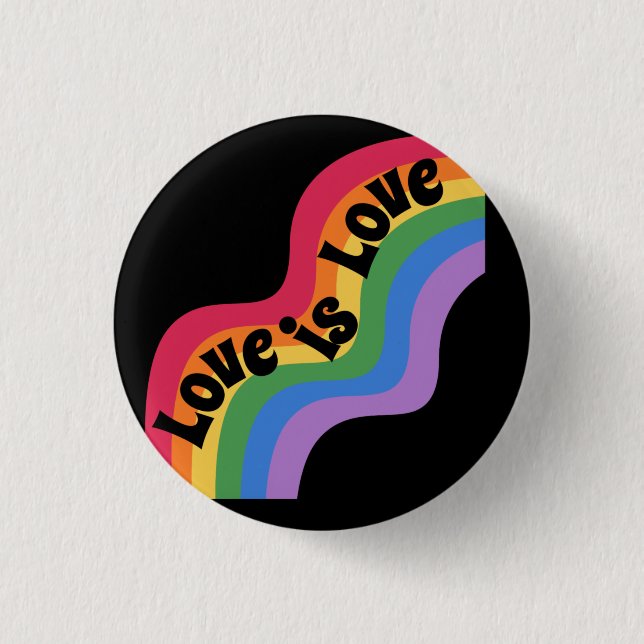 Liebe ist Liebe. LGBT+Stolz. Regenbogen. Button (Vorderseite)