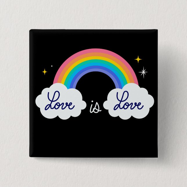 Liebe ist Liebe. LGBT+Stolz. Regenbogenknopf Button (Vorderseite)