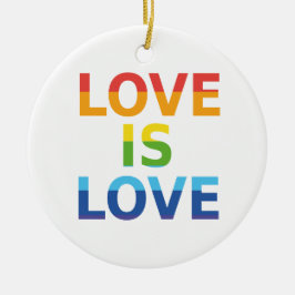 "Liebe ist Liebe" LGBTQ Modernes Regenbogen-Foto Keramik Ornament