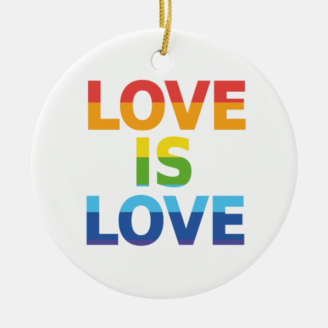 "Liebe ist Liebe" LGBTQ Modernes Regenbogen-Foto Keramik Ornament (Vorne)