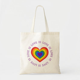 Liebe ist Liebe LGBTQ Pride Rainbow Heart Tragetasche