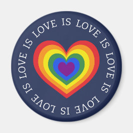 Liebe ist Liebe LGBTQ Rainbow Heart on Navy Blue Magnet