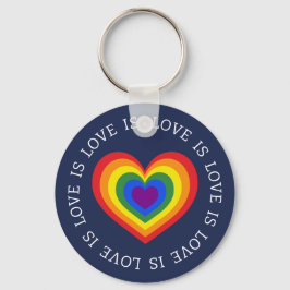 Liebe ist Liebe LGBTQ Rainbow Heart on Navy Blue Schlüsselanhänger