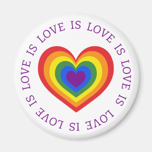 Liebe ist Liebe LGBTQ Rainbow Heart on White Magnet
