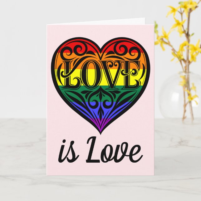 Liebe ist Liebe LGBTQ Rainbow Herzkarte Karte (Gelbe Blume)